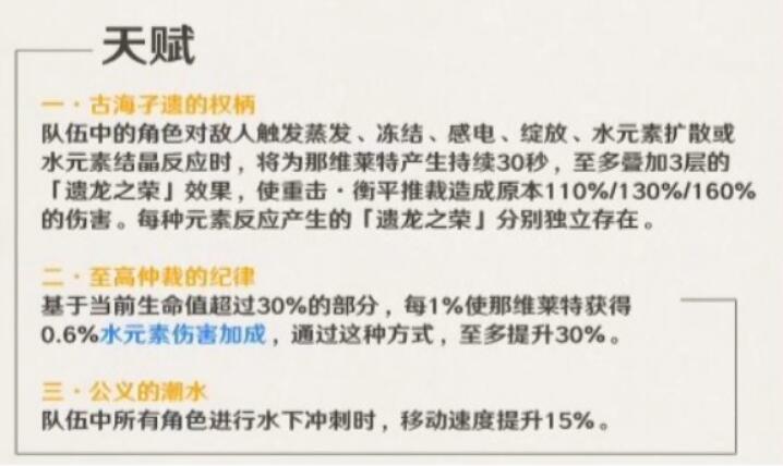 原神那維萊特天賦技能介紹一覽