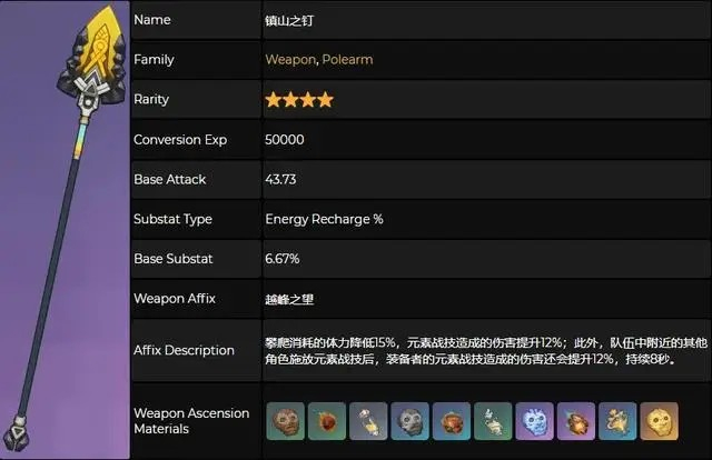《原神》鎮(zhèn)山之釘武器介紹